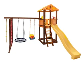 Детский игровой комплекс Perfetto sport Pitigliano-9 + качели-гнездо Паутина 100